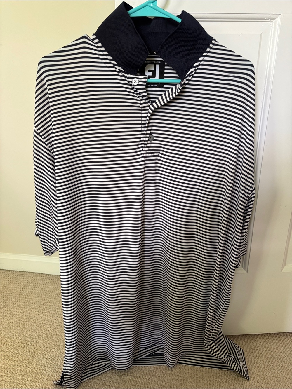 Footjoy Blue & White Striped Polo Large